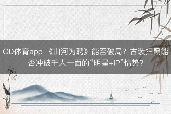 OD体育app 《山河为聘》能否破局?古装扫黑能否冲破千人一面的“明星+IP”情势?