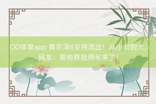 OD体育app 黄宗泽6岁照流出!从小帅到大,网友:痞帅界祖师爷来了!