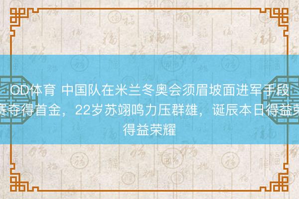 OD体育 中国队在米兰冬奥会须眉坡面进军手段决赛夺得首金，22岁苏翊鸣力压群雄，诞辰本日得益荣耀