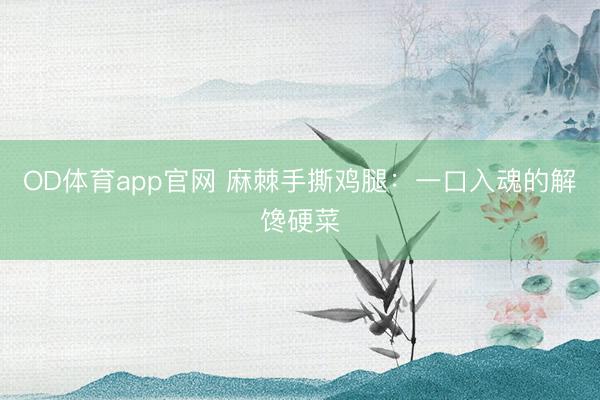 OD体育app官网 麻棘手撕鸡腿：一口入魂的解馋硬菜